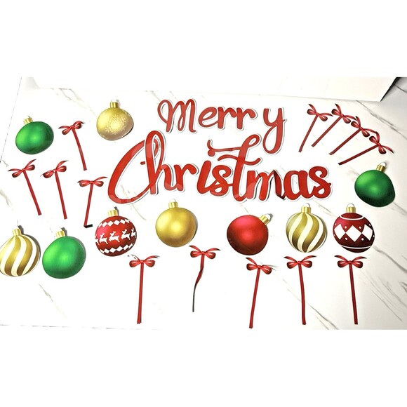 Merry Christmas Holiday Red, Green, Gold Ornament & Bow Colorful Magnet Set NEW! - Picture 2 of 6